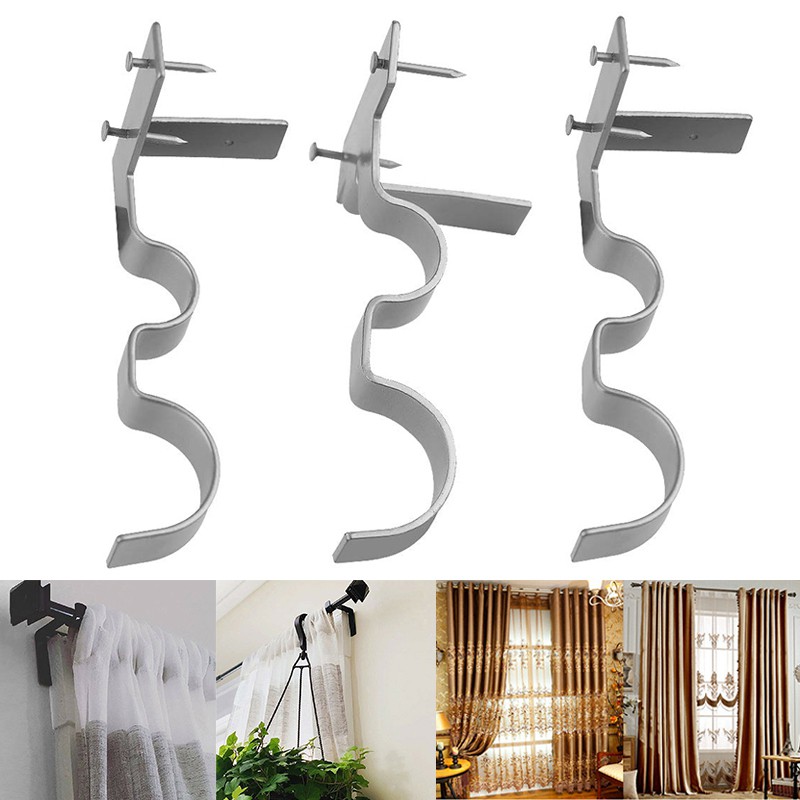 Punch Free Double Center Support Curtain Rod Bracket Into The