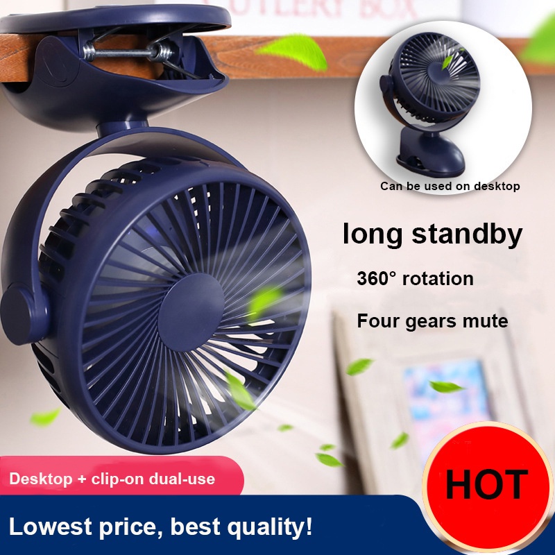 360 Adjustment USB Fan Clip Portable Mini 5000/10000 mah Baby Stroller Office Table USB Handheld fan Cooling kipas