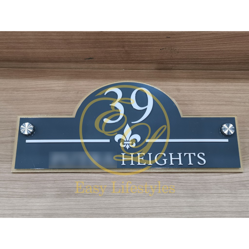 3 LAYER ACRYLIC MODERN HOUSE NUMBER PLATE WITH EMBOSS ...
