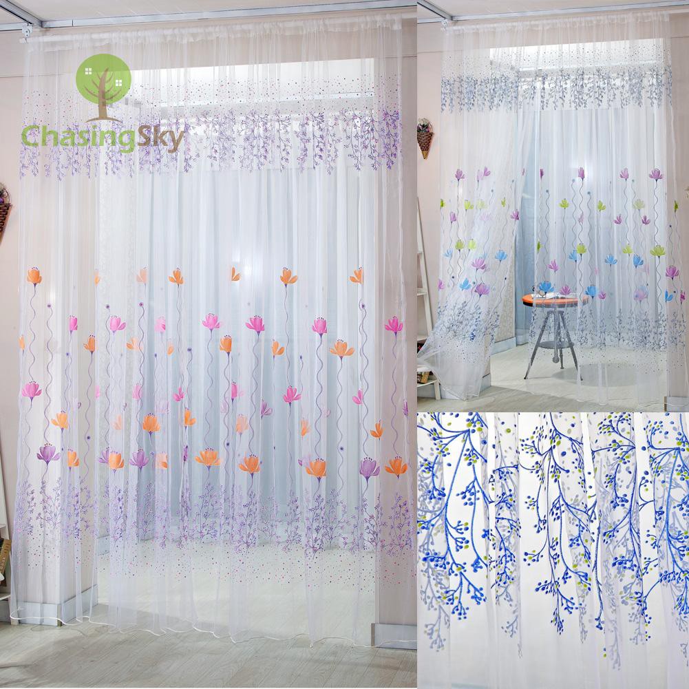 Ck1x2m Diy Color Lotus Sheer Voile Door Window Curtains