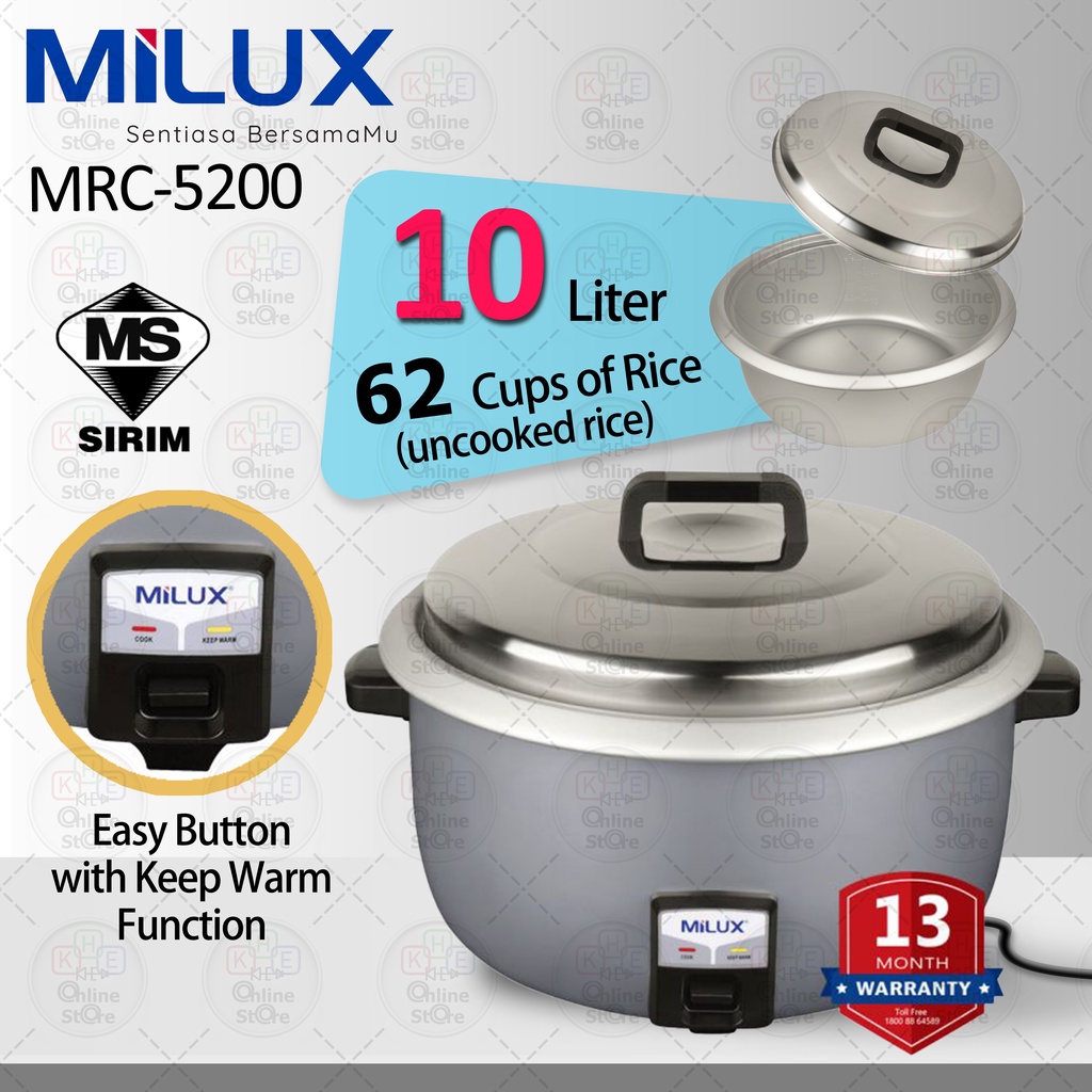 Milux 10L / 8.5L / 6.6L Big Capacity Commercial Electric Rice Cooker Periuk Nasi Besar Restoran MRC-5200/5285/5266