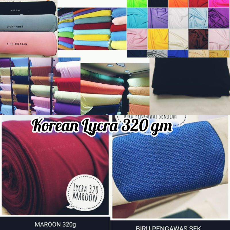 Kain LYCRA KOREAN, 0.5 Meter, Harga Borong, Premium Quality, Bidang60”, 320gms