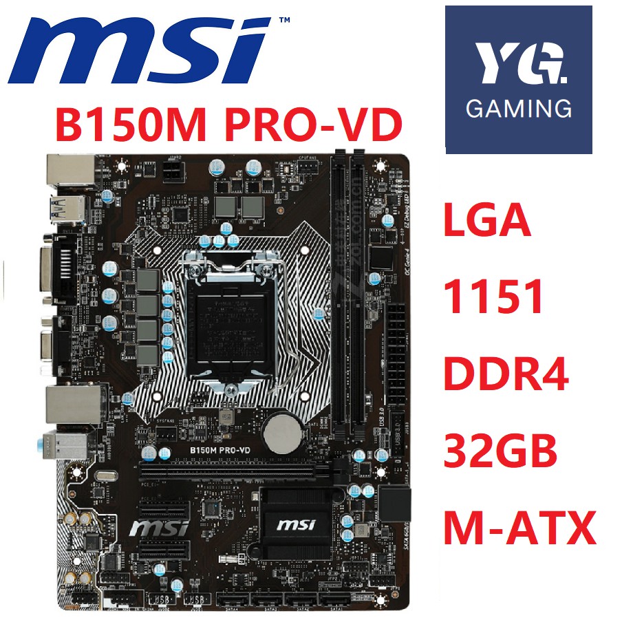Original Motherboard For Msi B150m Pro Vd Lga 1151 Ddr4 Usb2 0 Usb3 1 32gb 14nm Cpu B150 Desktop Motherboard Shopee Malaysia
