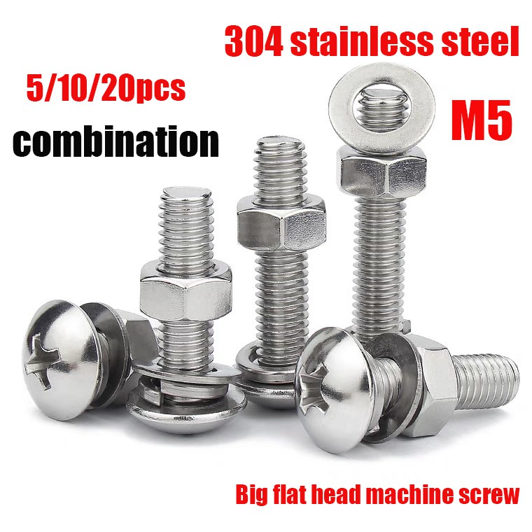 M6 M8 304 Stainless Steel Big Flat Head Phillips Mushroom Head Screws 