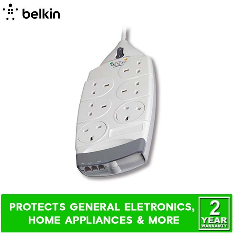 Belkin 6 Way Surge With Tel & Ariel Protection (4M) F9S623sa4M-MY.