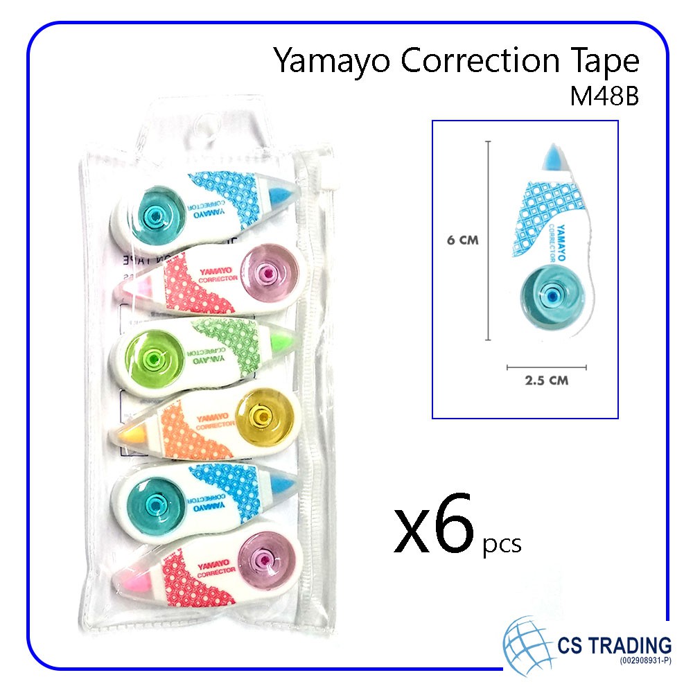 6 pcs x Yamayo Correction Tape M48B 6m High Capacity Soft Pouch Small
