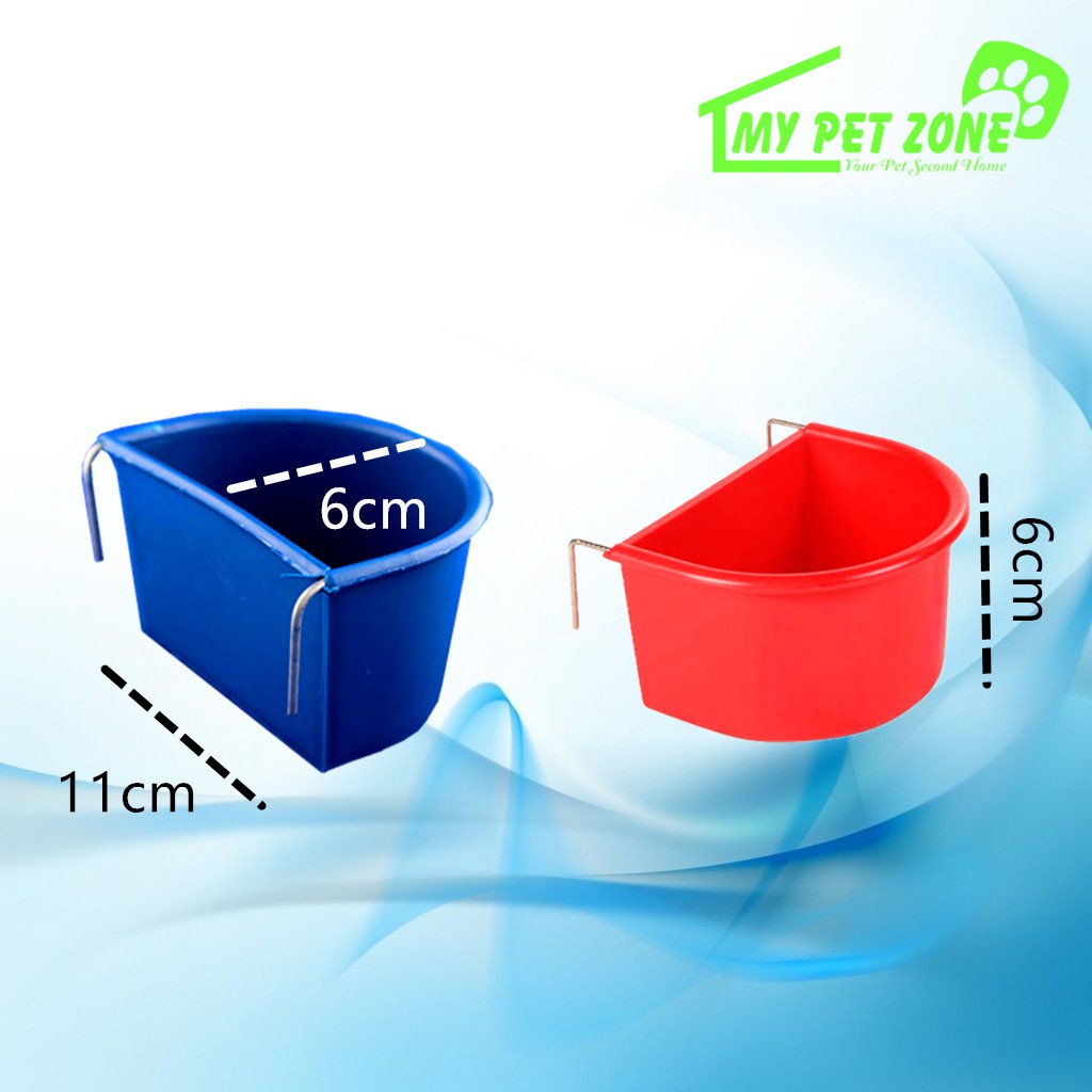 Plastic D Cup With Hook Mangkuk Burung Mangkuk Anak Kucing