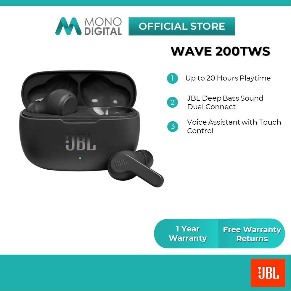 JBL WAVE 200TWS True Wireless Earbuds with Built-in Microphone - 20 Hours Playtime, Voice Assistant, Deep Bass