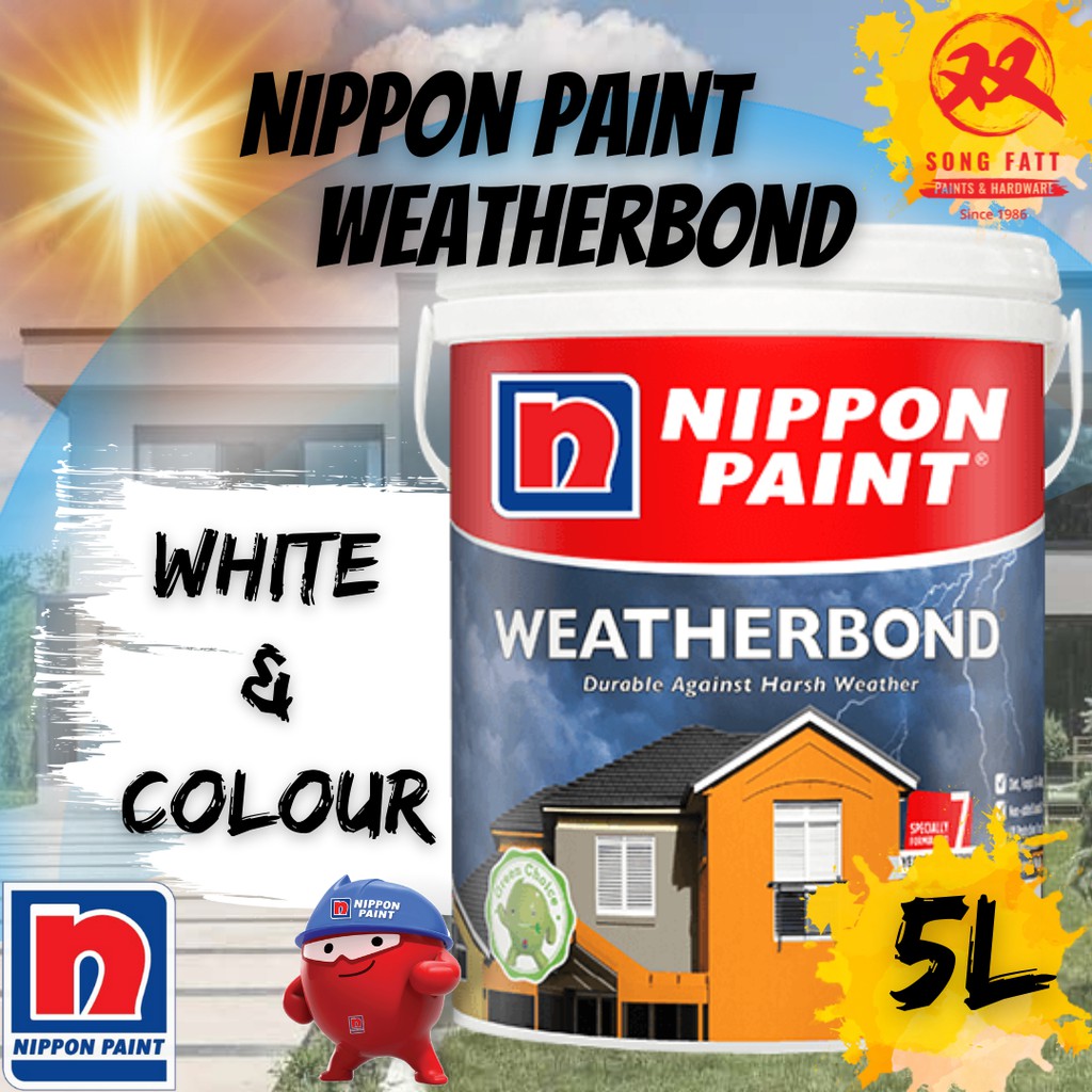Nippon Paint Weatherbond (WHITE/COLOUR) 5L (Song Fatt) Exterior Wall