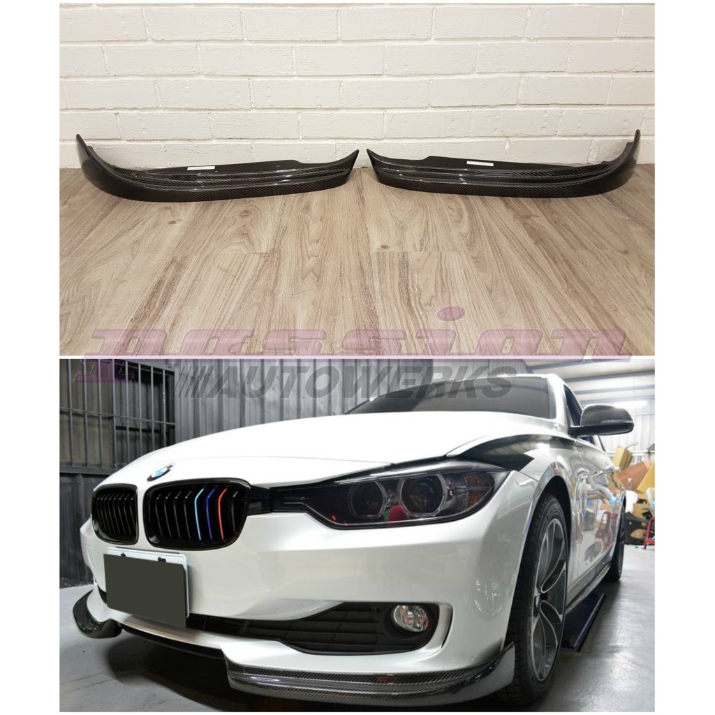 Wt24 7 Carbon Fibre Front Bumper Splitters For Bmw F30 3 Series Pre Lci Non M Sport Shopee Malaysia