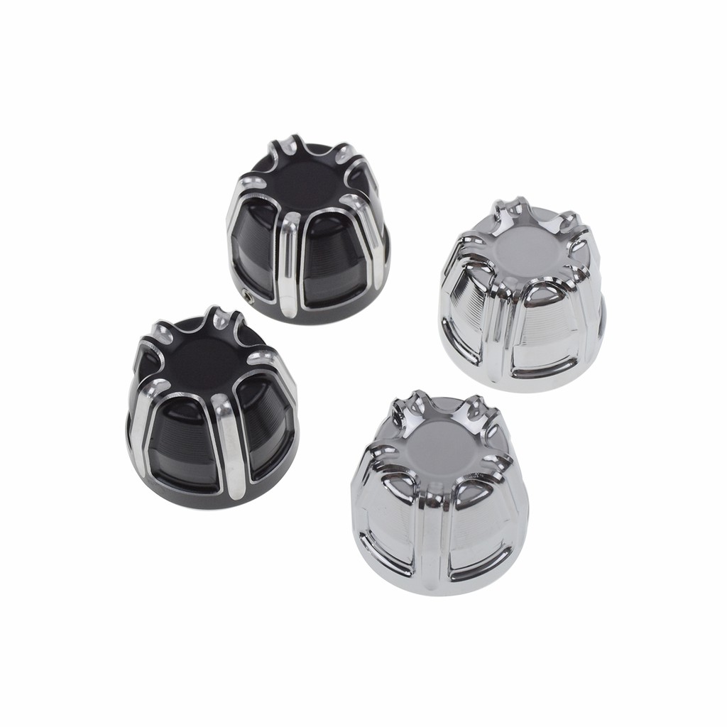 Black Front Axle Cap Covers Fit For Harley Touring Dyna Softail Fatboy Sportster