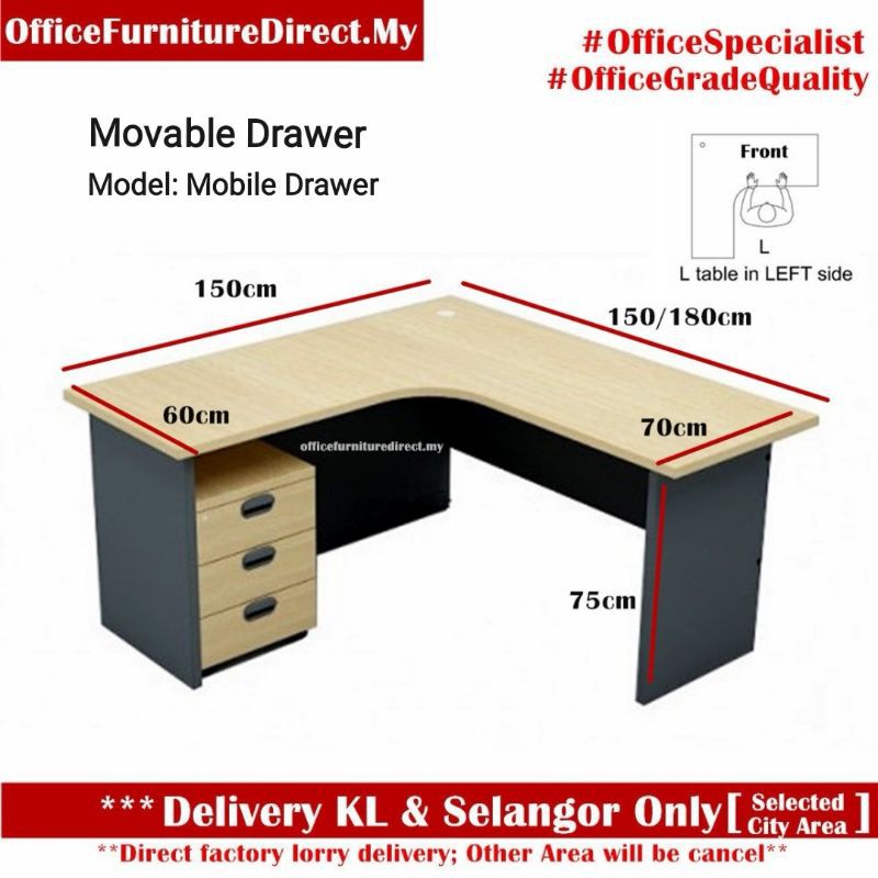 Vss G Series L Shape Office Table With Drawer Combo Set Gm06 Include Installation Shopee Malaysia