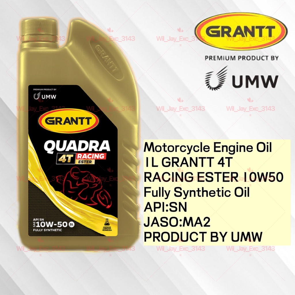 Buy 1 Liter Grantt Quadra 4t 10w50 Racing Ester Api Sn Jaso Ma2 Fully Synthetic Motorcycle Engine Oil Product By Umw 1l Seetracker Malaysia