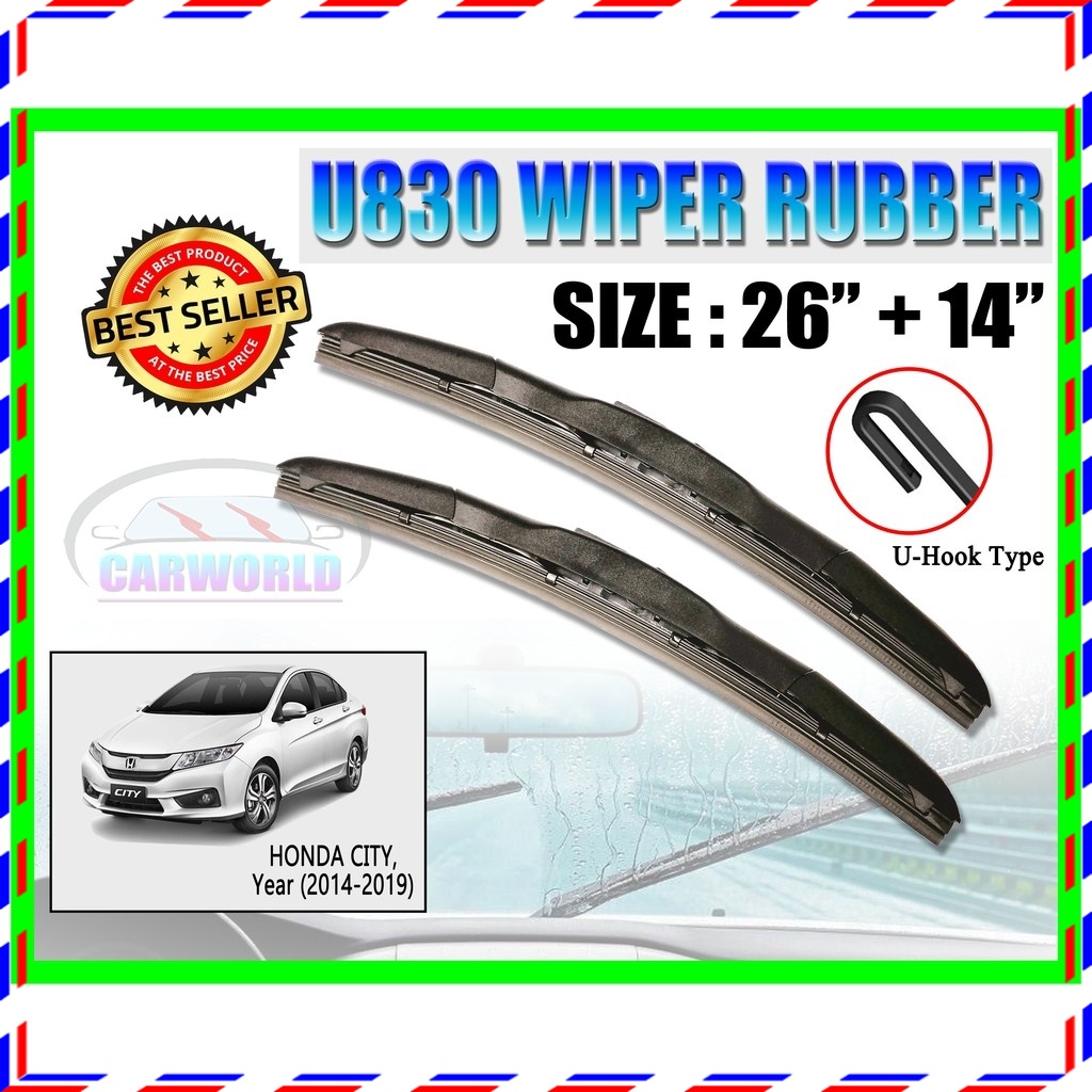U830 Rubber Car Wiper Honda City 20142019 Wiper Blade Set (26" + 14