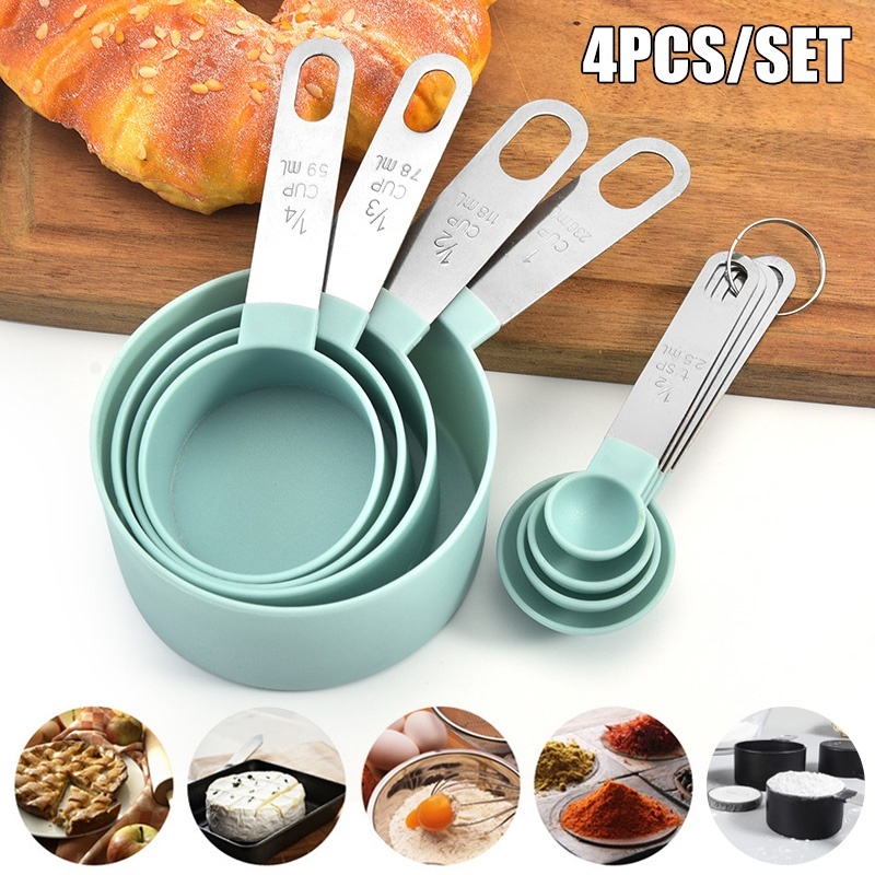 Stainless Steel 4Pcs PP Measuring Cups Spoons Kitchen Baking Cooking Tools Set Kitchen Supplies