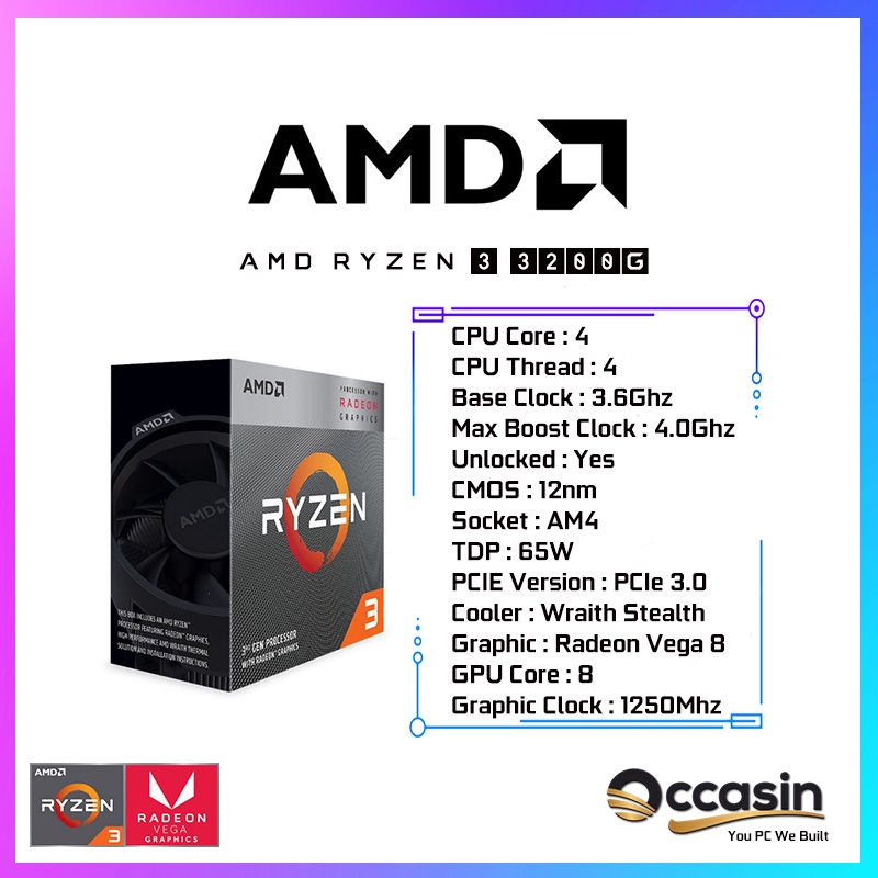 Amd Ryzen 3 30g 4 Core 4 Thread Vega 8 Graphic Shopee Malaysia