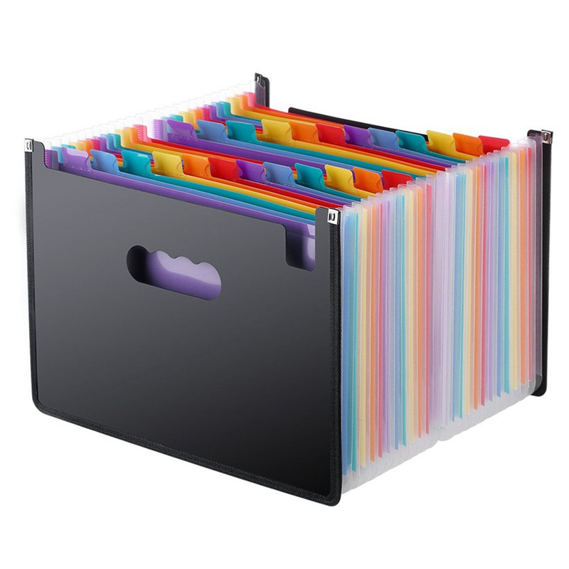 Expanding File Folder 24 Pockets, black Accordion A4 folder Shopee