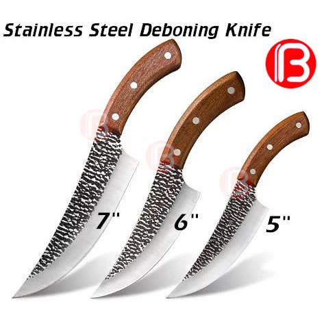 KITCHEN KNIVES (B Boss) Wood Handle 6" / 7" Boning Knife Stainless ...