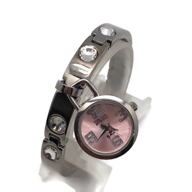 Polo Club Britannia Dangle Bangle Watch Pink Face