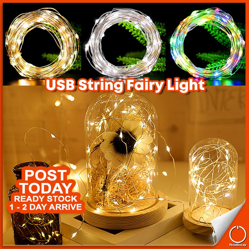 Buy 𝗪𝗔𝗧𝗘𝗥𝗣𝗥𝗢𝗢𝗙 Copper String Led Fairy Light Usb Starry Lighting Strip 2m 5m 10m Lamp Lampu Raya Hiasan Rumah 装饰彩灯 Seetracker Malaysia