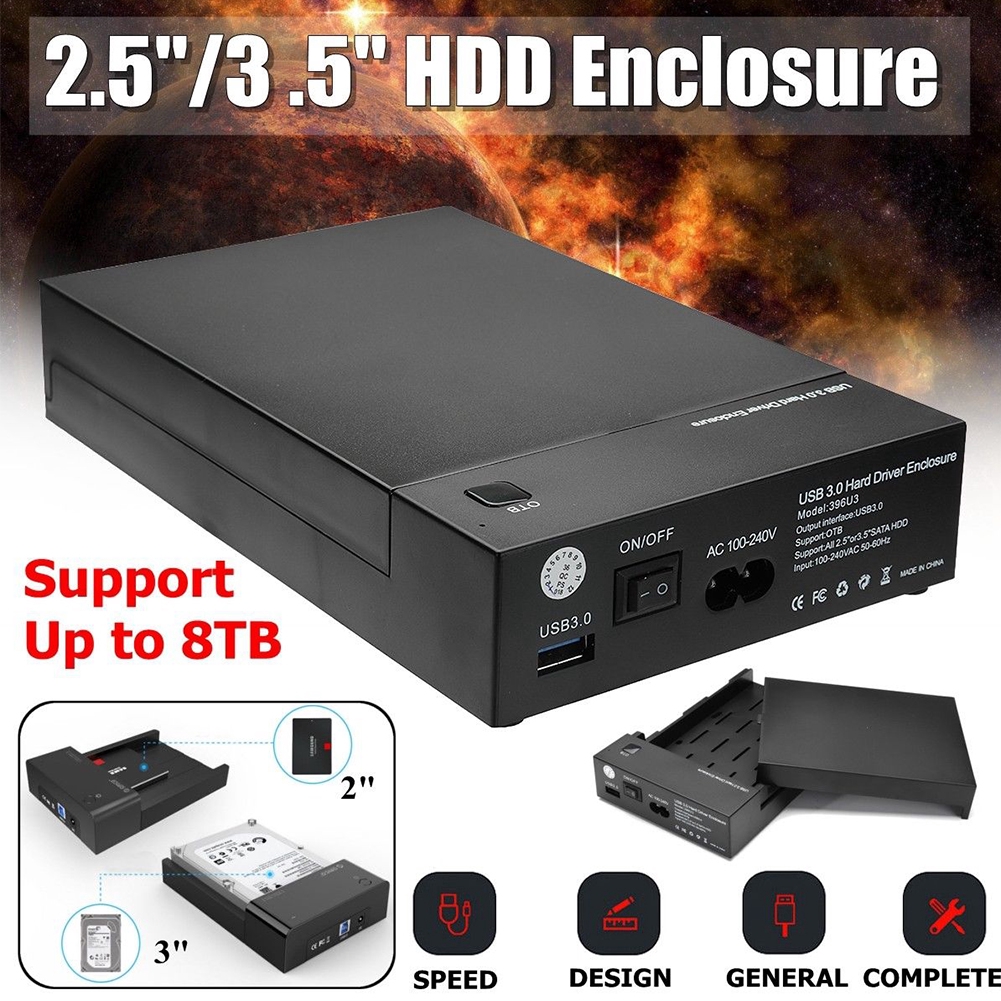 2.5/" 250GB 80G SATA Hard Drive Enclosure USB 3.0 High Speed External Case