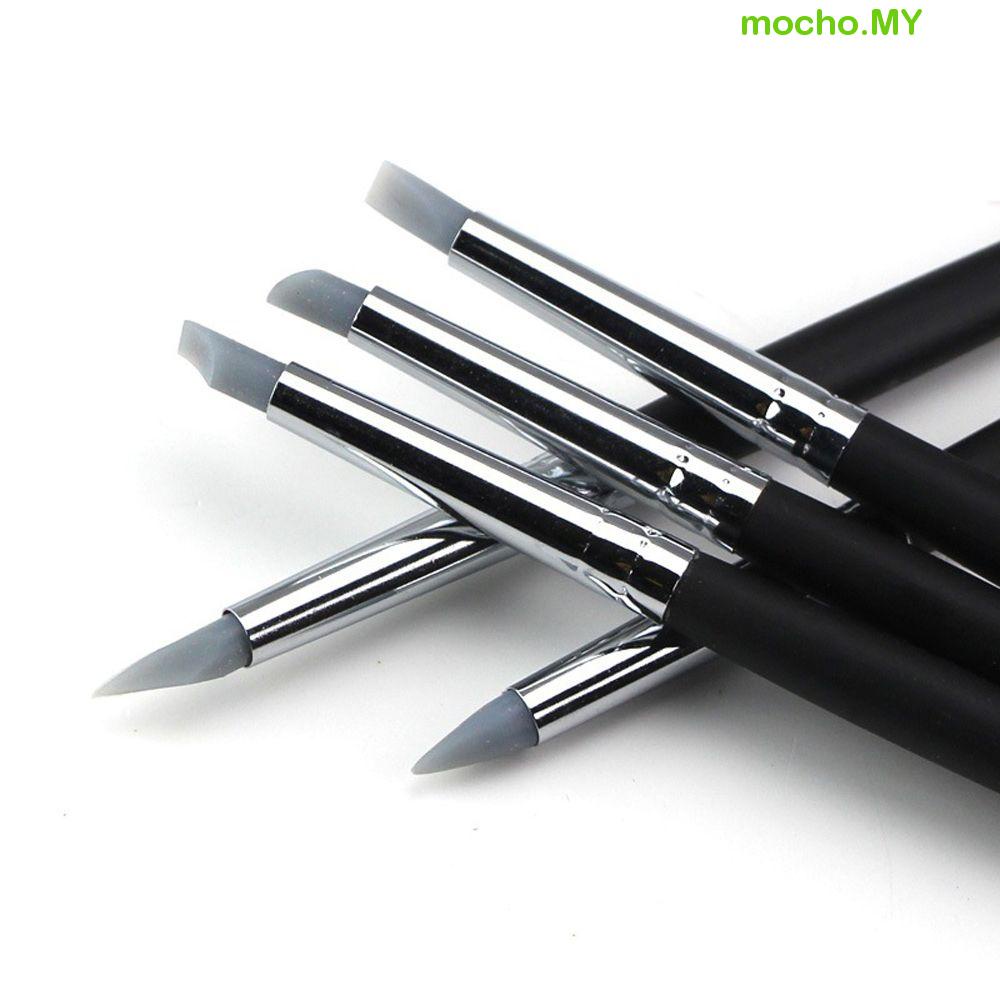 MOCHO Silicone Nail Brush Rubber Tip Soft DIY Wooden Handle Nail Art Pen Dotting Sculpture Pen