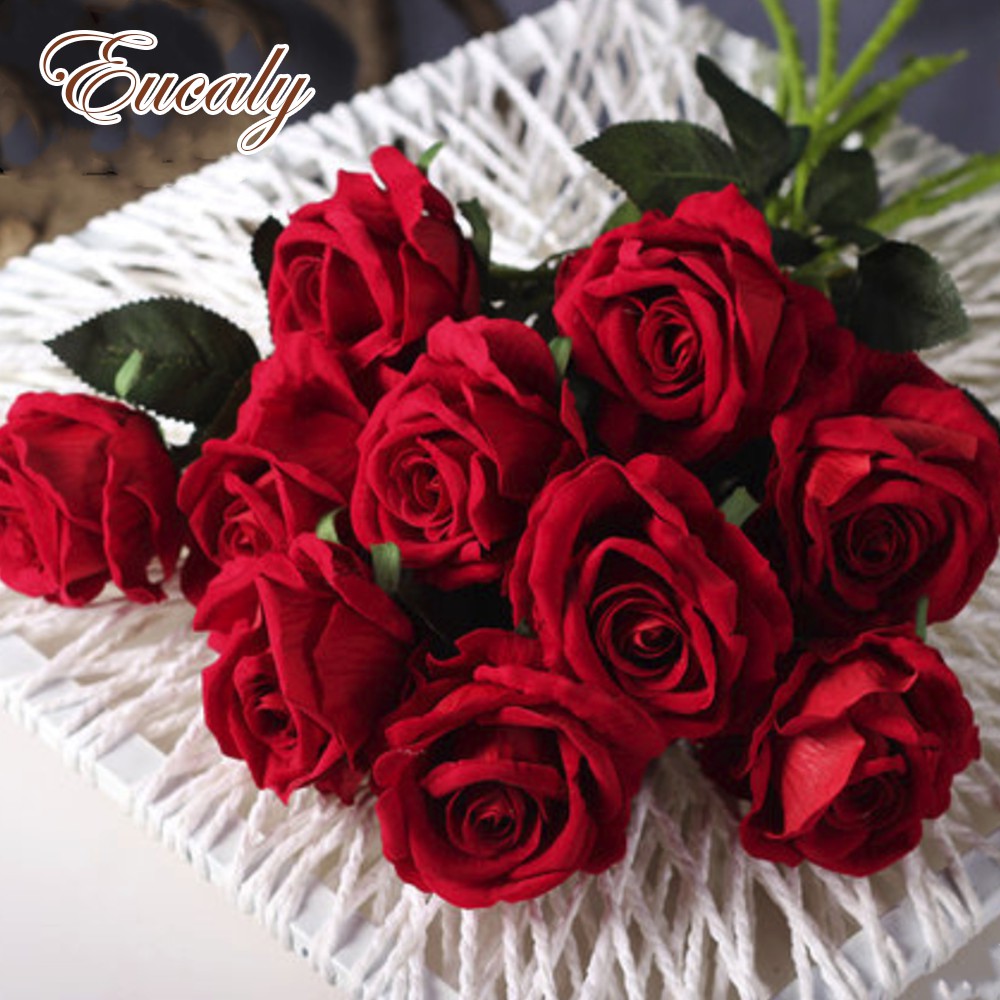 High Quality 10cm Flannel Artificial Rose Bouquet Flower Flannel