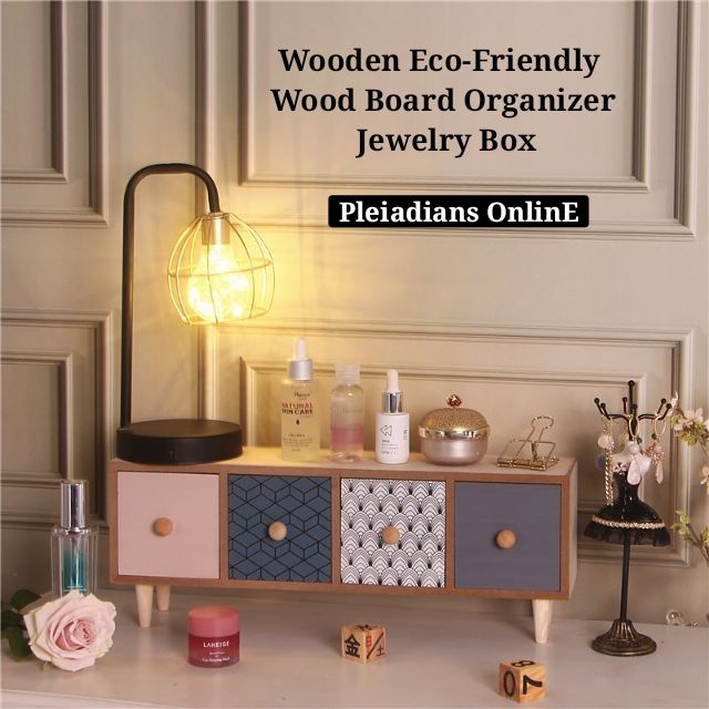 Beauty 2u Wooden Eco Friendly Wood Board Makeup Organizer Drawer Jewelry Box Jualan Murah Simpanan Storage Makeup