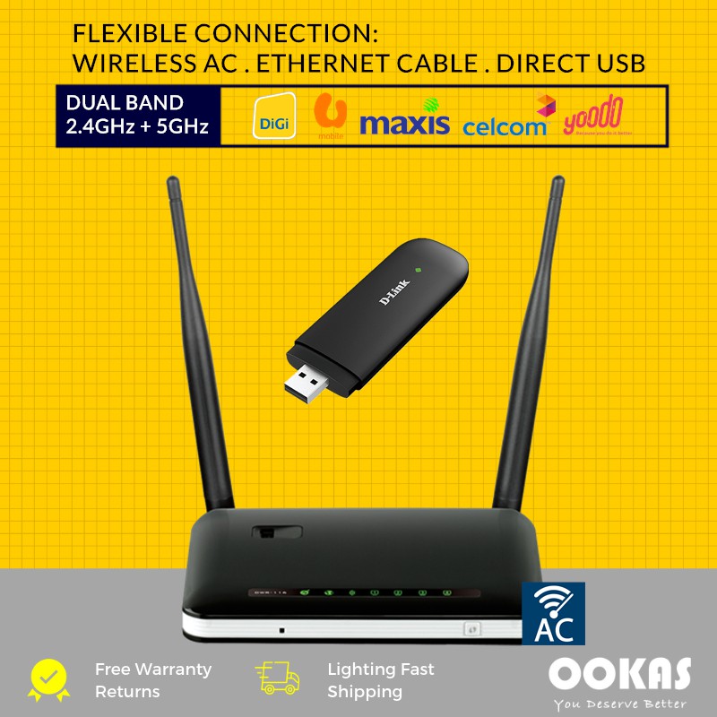 D-LINK 4G LTE Modem + Wireless AC750 2.4GHz + 5GHz WiFi ...