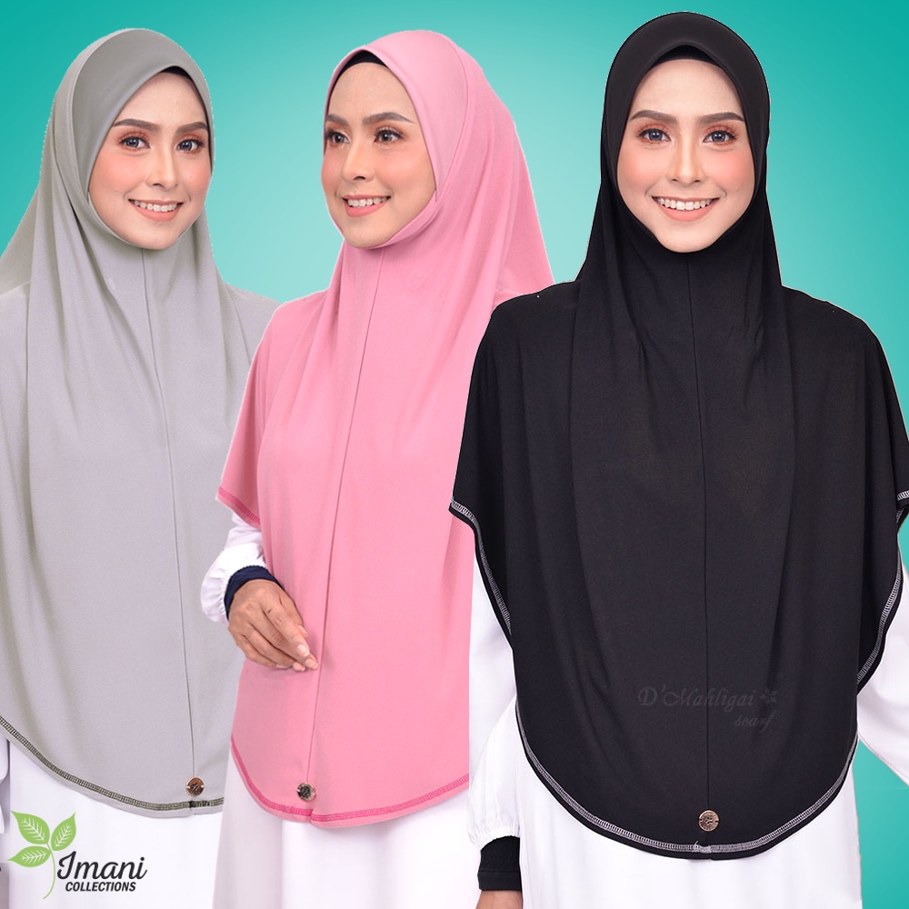 Tudung Instant Plain Berdagu XL - Avisa Moss Crepe