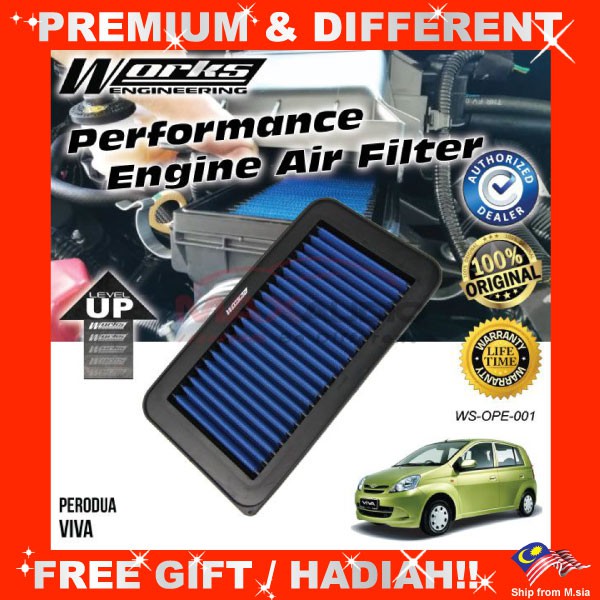 Car Air Filter PERODUA VIVA WORKS ENGINEERING Performance Engine Fuel