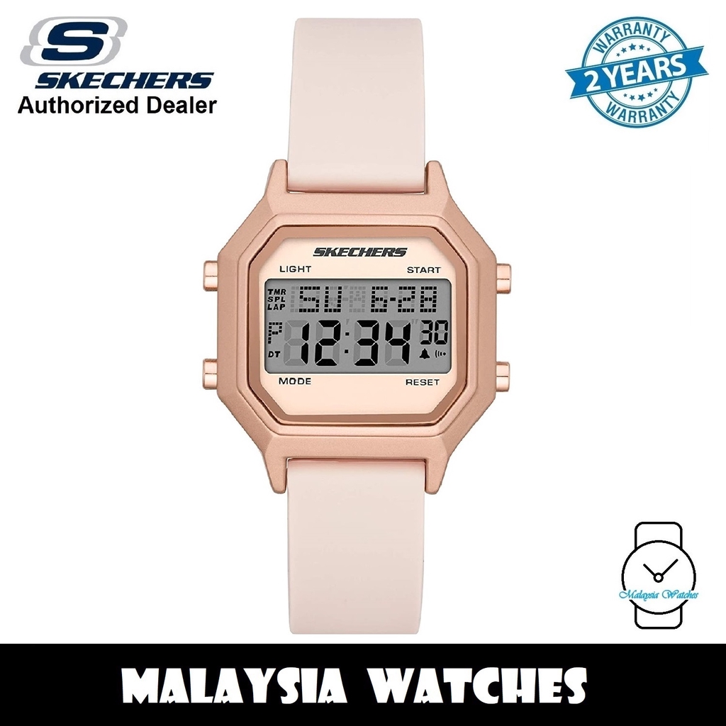 OFFICIAL WARRANTY) Skechers Faysmith Unisex Retro Digital Blush Pink Silicone Strap Watch (2 Years Warranty) | Malaysia