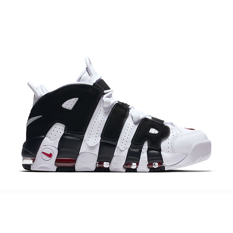 nike uptempo black grey white