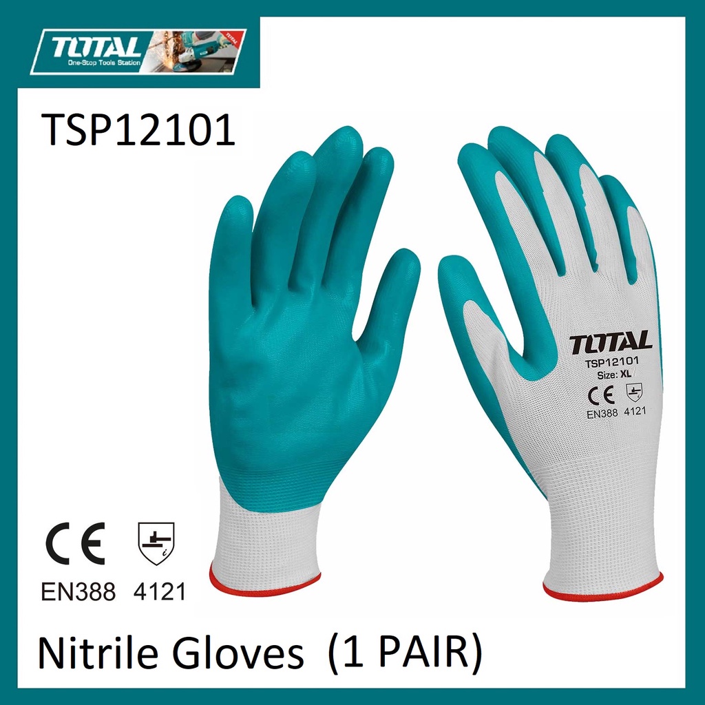 TOTAL Nitrile Glove TSP12101 (1 PAIR) / Sarung Tangan kain Nitrile
