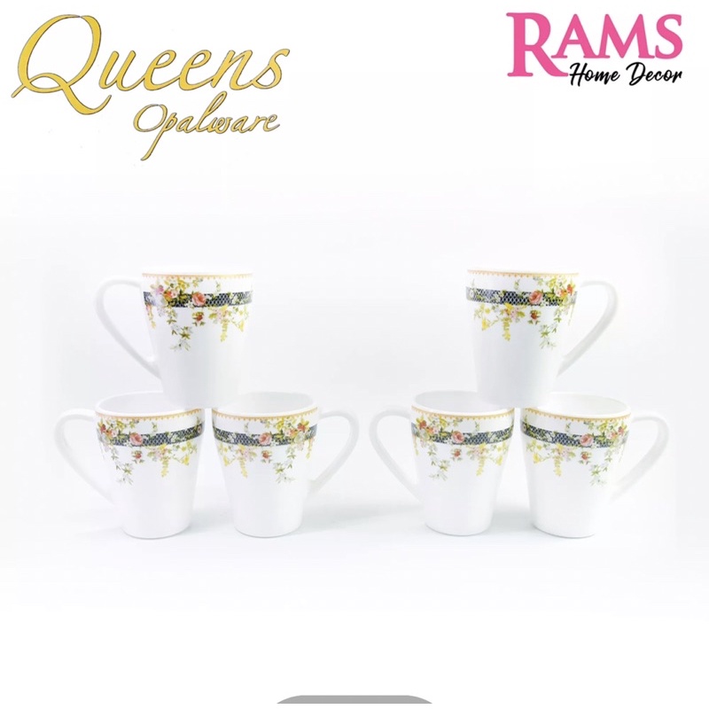 HOTQUEENS 6PCS OPAL GLASS MUG SET/OPALWARE MUG SET/DRINKWARE-BLACK SAND