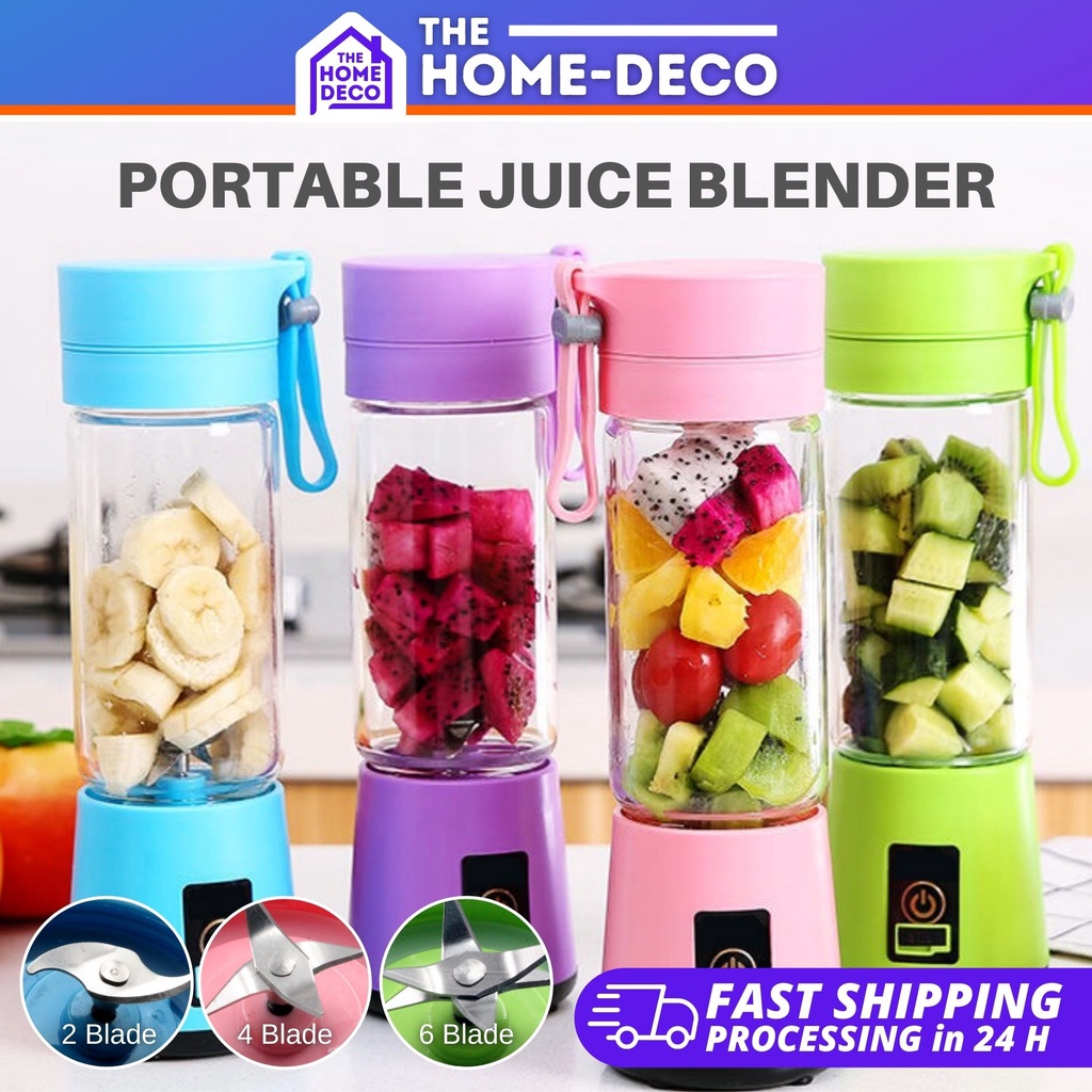 Portable Electric Juice Blender Mixer Juicer Fruit Mixed USB Rechargeable Bottle Mini Juice Cup 380ml 2 / 4 / 6 Blade