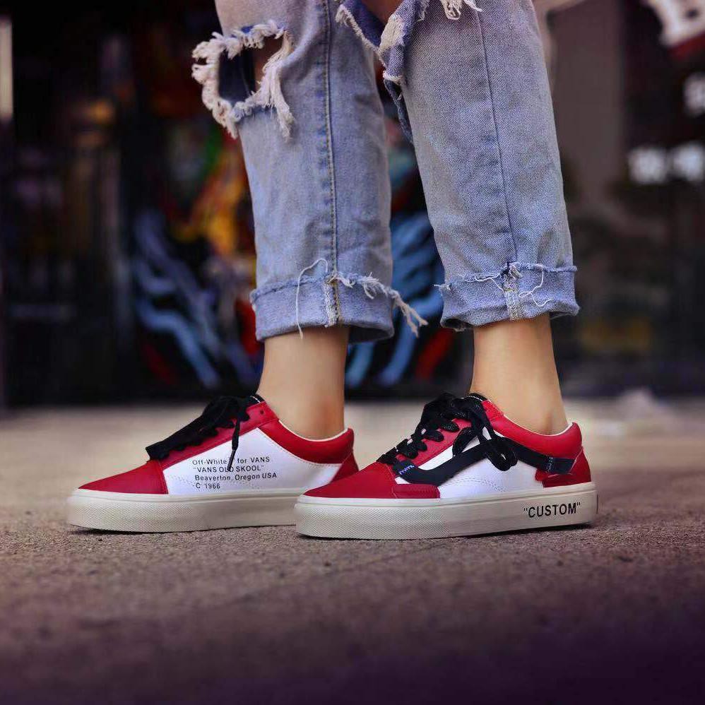 vans old skool off white and red
