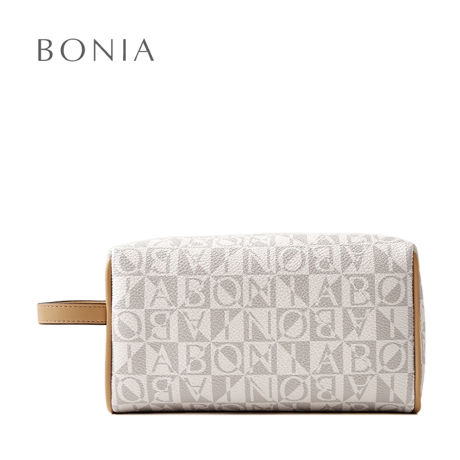 Bonia Latte White Monogram Women's Pouch Shopee Malaysia