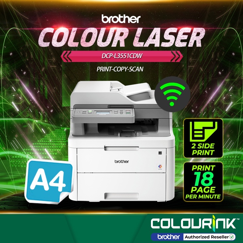 Brother Dcp L3551cdw Color Laser Print Scan Copy Led Duplex Wireless Network Mobile App Adf 9031