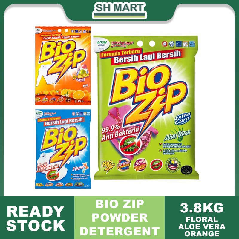 Bio Zip Powder Detergent 3 8kg Flora Colour Orange Aloe Verra Parfum Bouquet Shopee Malaysia