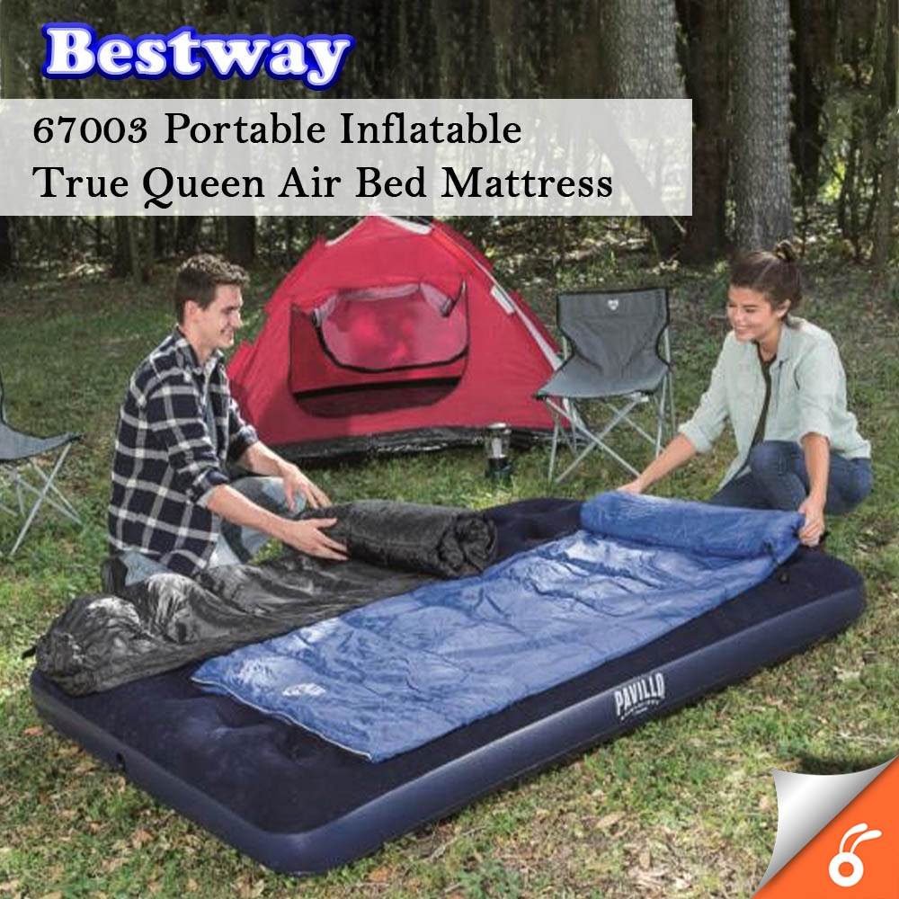 кровать надувная без насоса bestway double flocked air bed