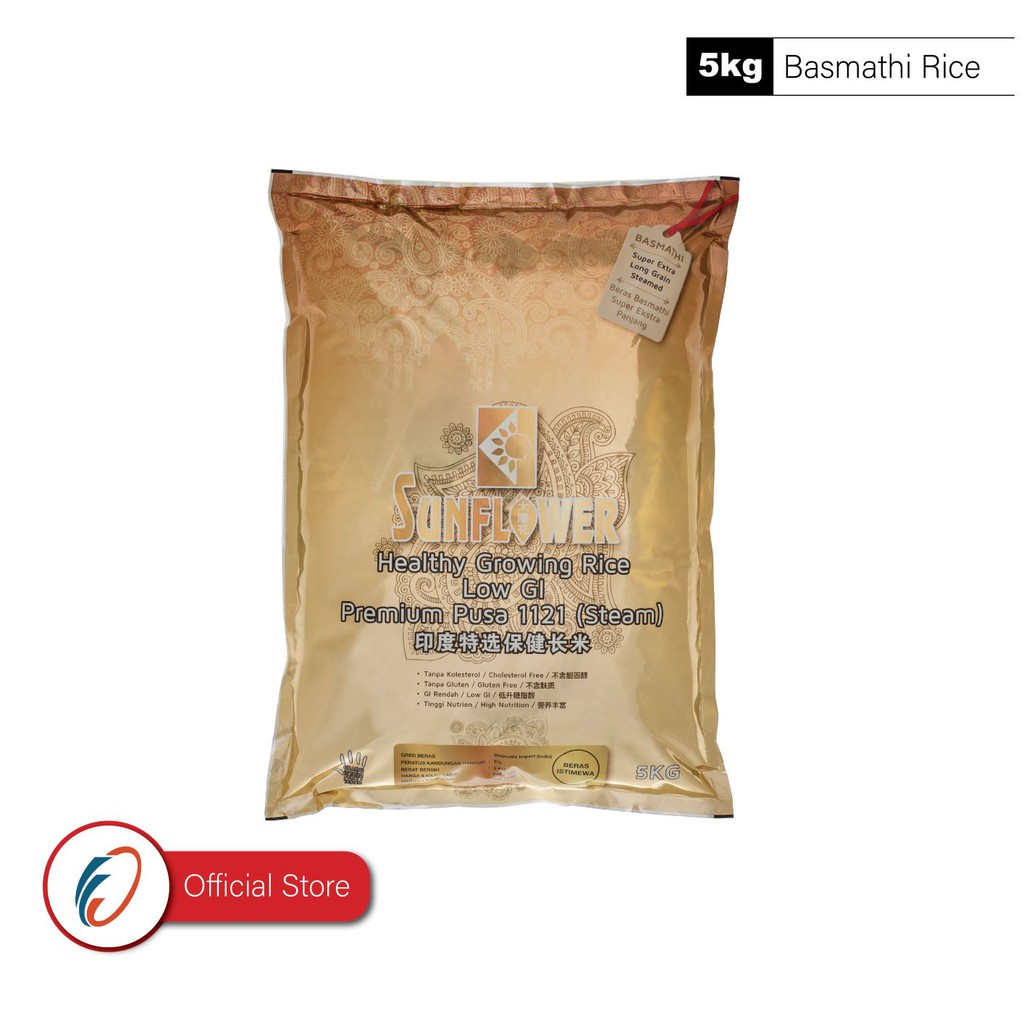 Sunflower Healthy Growing Rice Premium Basmathi Pusa 1121 Steam (5kg