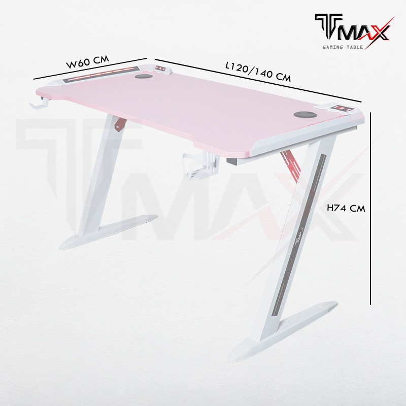 Tmax Z Shaped L Cm Gaming Table Gaming Desk With Rgb Lighting Modern Style