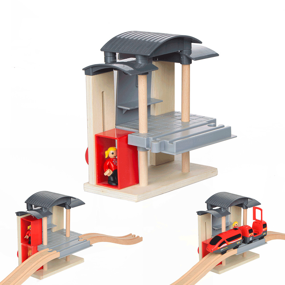 Wooden Train Station for Wooden Railway Set Train Toys Parts Kereta Api Train Toys Mainan Kereta Api