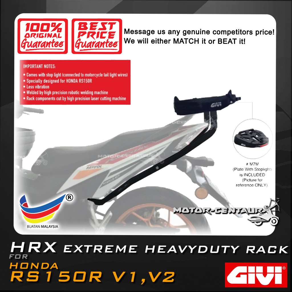 Monorack J Givi Heavy Duty Extreme Rack Latest Hrv Design With Led Brake Light Built In Hrx