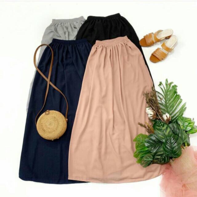 EC Muslimah Long Skirt Plus Size Fit To XXL (Material Kulit Laici) -EC 2584