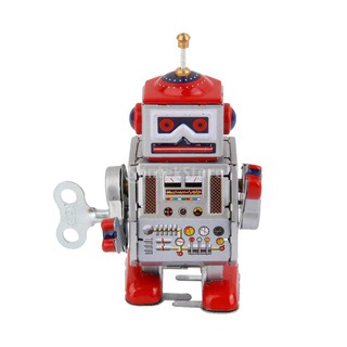 MS406 Antenna Robot Retro Clockwork Wind Up Tin Toy w/Box 