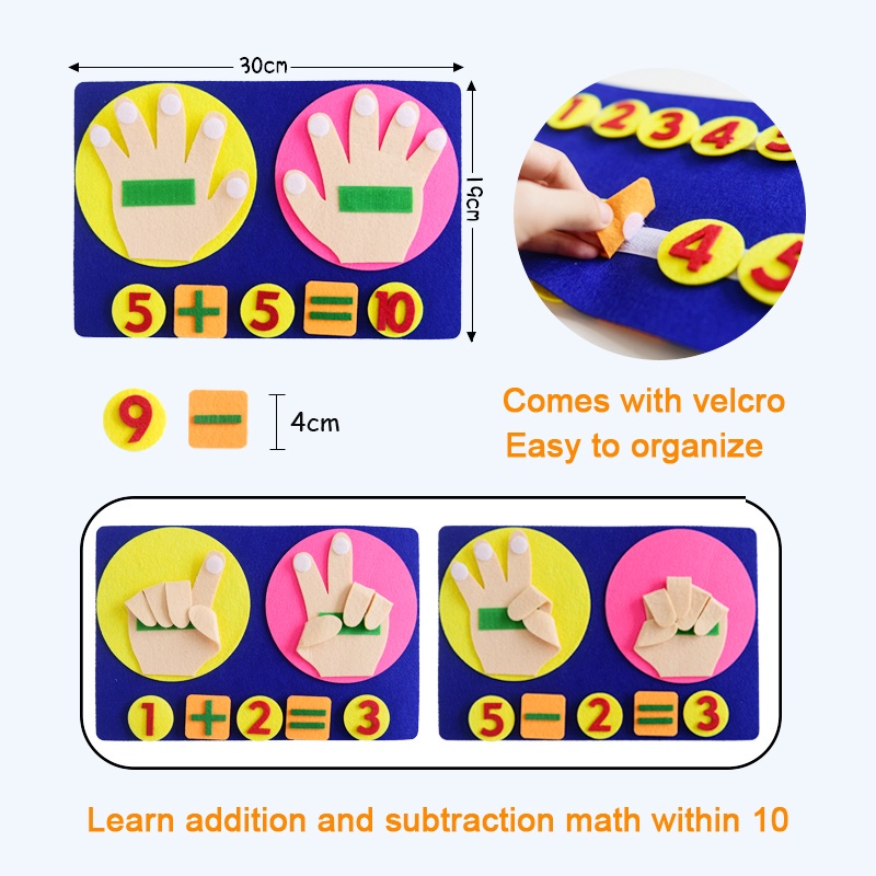 Kids Montessori Math Teaching Aids Number Matching Toy Felt Apple Tree Counting Finger Toddler Early Educational Toys
