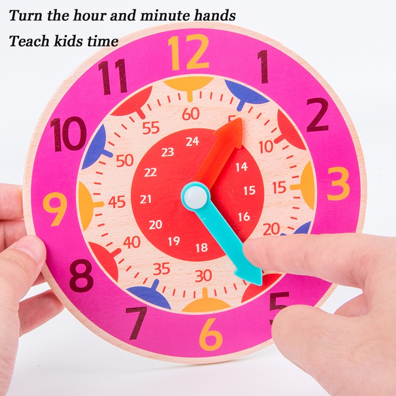 Classic Chronograph Montessori Math Toys Wooden Clock Kids Learn Tell Time Wood Watch Early Learning Teaching Model Aids - Image 3