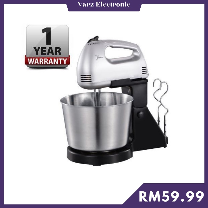 Hand Mixer Set Mesin Buat Kek Stainless Steel Double Beater Bowl